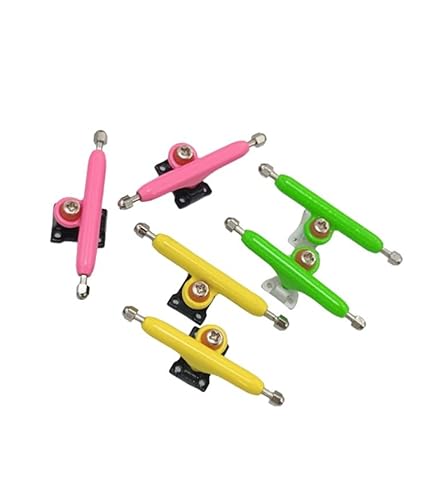 LEEFAI 3 Sets pf Pro Fingerboard Trucks (Achsen) 34mm G1 Inverted Style- Pro Mini Finger Skateboard Truck with Single Axles Without Pivot Cups (Pink+Yellow+Green) von LEEFAI