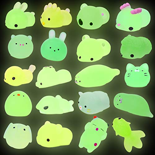 Squishy Leuchtend 30 Stück Mini Squeeze Spielzeug Mochi Squishies Fluoreszierende Squeeze Kawaii Anti Stress Spielzeug Party Geschenke Dekoration für Jungen und Mädchen, Zufälliger Stil und Farbe von LEEHUR