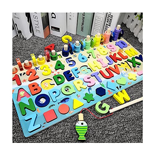 LEEINTO Kinder Angeln Spielzeug Puzzle Angeln Brief Logarithmische Bord Kleinkind Digital Zusammengesetzte Bausteine ​​Holz Kinder Puzzle Erwachsene von LEEINTO
