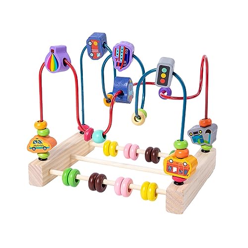 LEEINTO Kleinkind Achterbahnen Puzzle Frühes Lernspielzeug Für Kleinkinder Kinder Holzperlen Und Abacus Puzzle Set Perlenlabyrinth Spielzeug Groß von LEEINTO