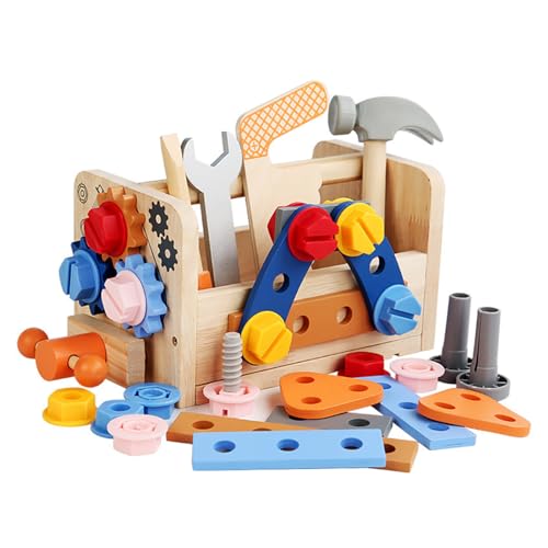 LEEINTO Tragbarer Werkzeugkasten Spielzeug Montagewerkzeug Set Werkzeug Sets Sensorische Aufklärung Schreiner Spielzeug Kinder Vorgeben Spielzeug Spielzeug Für Kleinkinder Von 3–5 Jahren von LEEINTO