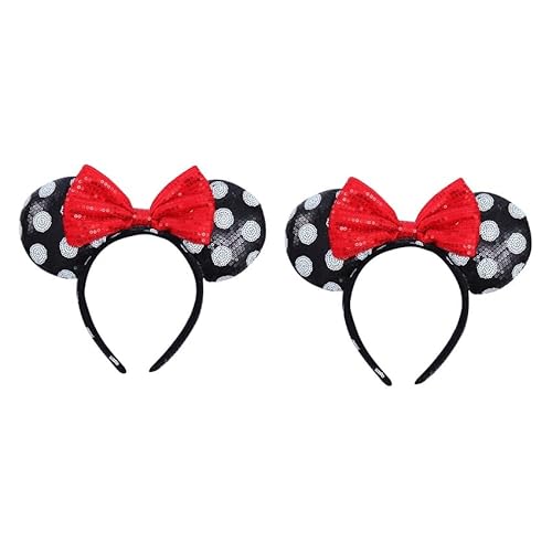 2 Stück Pailletten süße Maus Deluxe Ohren Schleife Haarband für Feiern Halloween Weihnachten Karneval Mottoparty 2 Stück Pailletten süße Maus Deluxe Ohren Schleife Haarband für Feiern Halloween Weihnachten Karneval Mottoparty von LEEMASING