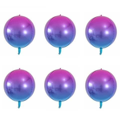 6 Stück 4D-Luftballons, 55,9 cm, Disco-Ballons, Folienballons für Hochzeit, Geburtstag, Babyparty, Party (Farbverlauf, Violett) von LEEMASING