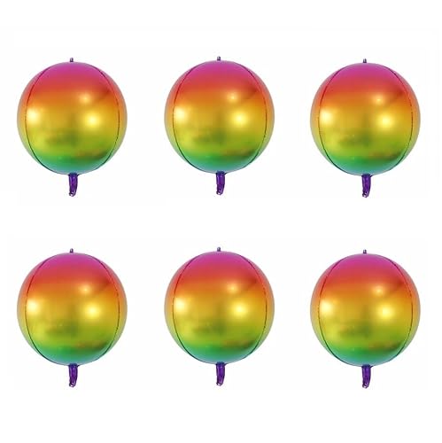 6 Stück 4D-Luftballons, 55,9 cm, Disco-Ballons, Folienballons für Hochzeit, Geburtstag, Party, Babyparty, Party (bunt) von LEEMASING