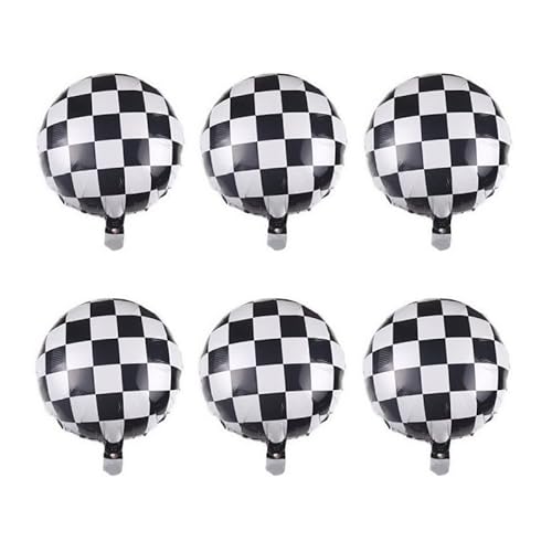 6 Stück Auto Radballons schwarz und weiß kariert Luftballons für Babyparty, Geburtstag, Abschlussfeier, Halloween, Themen-Dekorationen (3) von LEEMASING