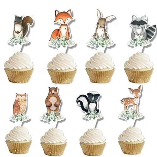 Cupcake-Dekoration für Jungen und Mädchen, niedliche Waldtiere, Geburtstagsparty, 24 Stück von LEEMASING