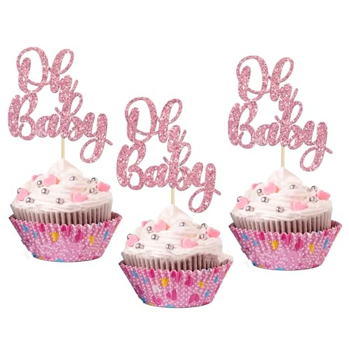 Cupcake-Topper für Babyparty/Geburtstagsparty, 24 Stück (Roségold) von LEEMASING