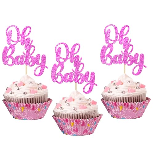 Cupcake-Topper für Babyparty/Geburtstagsparty, Rosa, 24 Stück Cupcake-Topper für Babyparty/Geburtstagsparty, Rosa, 24 Stück von LEEMASING