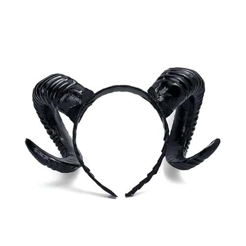 LEEMASING Halloween Gothic Teufel Stirnband Schafhorn Haarband Cosplay Zubehör für Party Dekoration Cosplay Kostüm Kopfbedeckung (Schwarz) von LEEMASING
