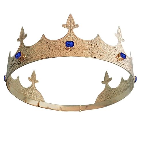 Herren-Krone, verstellbarer Kopfschmuck, runde Krone für Hochzeit, Geburtstag, Abschlussball, Kostüm, Party-Zubehör, Medium, Metall, Kristall-Leuchten Herren-Krone, verstellbarer Kopfschmuck, runde Krone für Hochzeit, Geburtstag, Abschlussball, Kostüm, Party-Zubehör, Medium, Metall, Kristall-Leuchten von LEEMASING