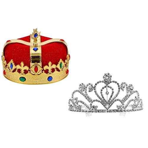 LEEMASING Königskrone und Königskrone mit Juwelen, für Geburtstag, Halloween, Cosplay, Party, Hochzeit, Abschlussball, Quinceanera-Festzug, 2 Stück (Rot) LEEMASING Königskrone und Königskrone mit Juwelen, für Geburtstag, Halloween, Cosplay, Party, Hochzeit, Abschlussball, Quinceanera-Festzug, 2 Stück (Rot) von LEEMASING