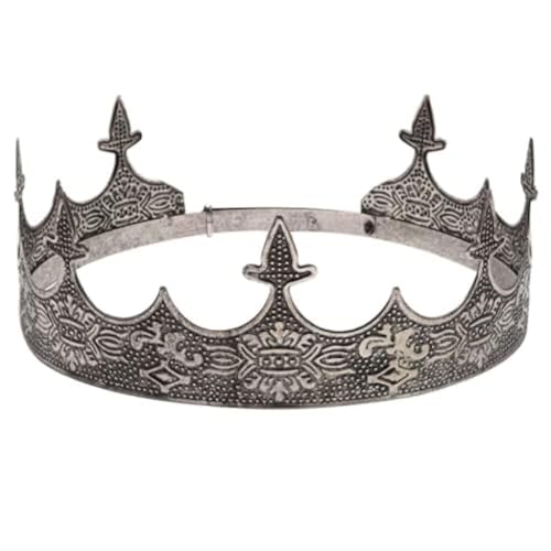 LEEMASING Krone Haarschmuck Königlicher König Diadem Männer Metall Große Tiaras Für Halloween Kostüm (Schwarz) von LEEMASING