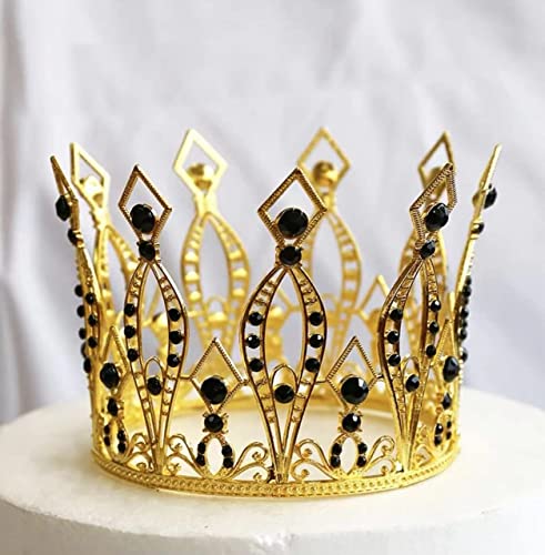 Krone Tortenaufsatz Strass Kristall Handmade Tiara Kuchen Dekoration Gold mit Schwarz Stein Krone für Babyparty Geburtstag Hochzeit Krone Tortenaufsatz Strass Kristall Handmade Tiara Kuchen Dekoration Gold mit Schwarz Stein Krone für Babyparty Geburtstag Hochzeit von LEEMASING