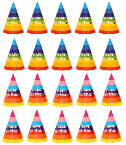 LEEMASING 20 Stück Regenbogen Geburtstag Party Hüte Entzückende Party Kegel Hüte für Erwachsene Party Dekoration Foto Requisite (Regenbogen) von LEEMASING
