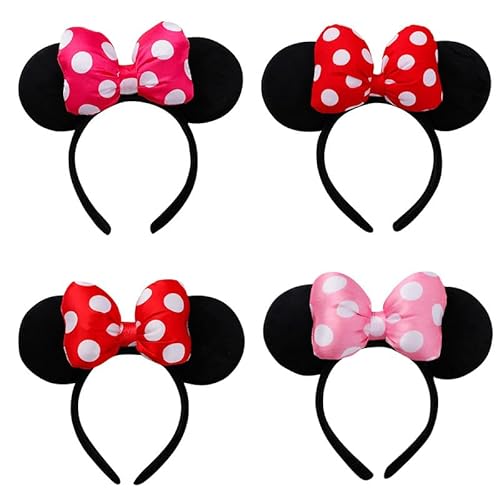 LEEMASING 4 Stück Maus Deluxe Ohr mit großer Schleife Stirnband für Geburtstag Cosplay Halloween Weihnachten Party LEEMASING 4 Stück Maus Deluxe Ohr mit großer Schleife Stirnband für Geburtstag Cosplay Halloween Weihnachten Party von LEEMASING
