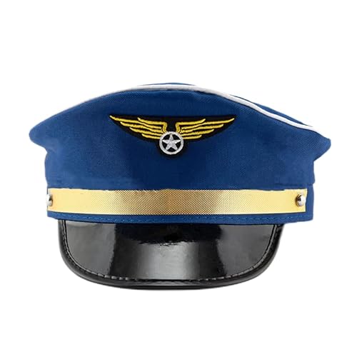 LEEMASING Erwachsene Marineblau Pilot Flugzeug Flieger Halloween Kostüm Kappe für Party Halloween Cosplay Zubehör (blau) von LEEMASING