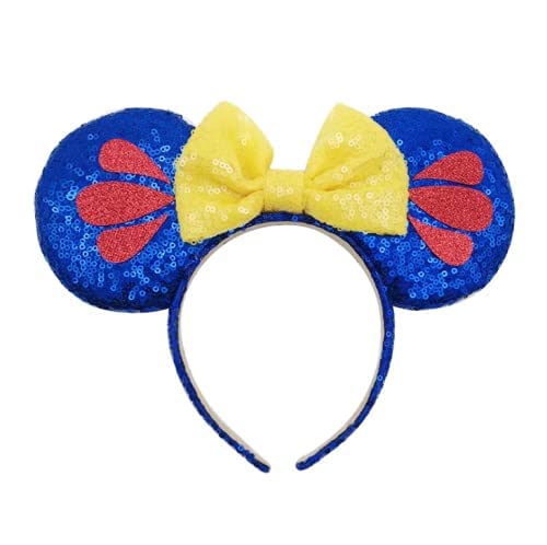 LEEMASING Glitzernde Maus Deluxe Ohren Stirnband Pailletten für Jungen Mädchen Frauen Cosplay Kostüm Prinzessin Party Geburtstag Weihnachten Party Dekorationen (Blau Gelb) von LEEMASING