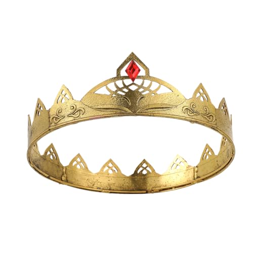 LEEMASING Große runde Krone für Herren, Vintage-Stil, Königskrone, Haarschmuck für Halloween, Cosplay, Party, Abschlussball, Geburtstag, Heimkehr (Dunkelgold) von LEEMASING