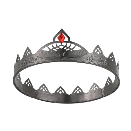 LEEMASING Große runde Krone für Herren, Vintage-Stil, Königskrone, Haarschmuck für Halloween, Cosplay, Party, Abschlussball, Geburtstag, Heimkehr (schwarz) von LEEMASING