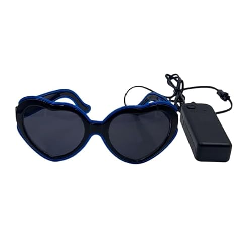 LEEMASING Herzförmige EL Leuchtbrille LED Leuchtende Brille für Geburtstag Hochzeit Neujahr Cosplay Weihnachten (Dunkelblau) von LEEMASING