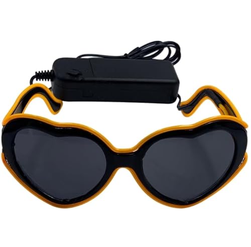 LEEMASING Herzförmige EL Leuchtbrille LED Leuchtende Brille für Geburtstag Hochzeit Neujahr Cosplay Weihnachten (Gelb) von LEEMASING