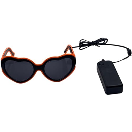 LEEMASING Herzförmige EL Leuchtbrille LED Leuchtende Brille für Geburtstag Hochzeit Neujahr Cosplay Weihnachten (Orange) von LEEMASING
