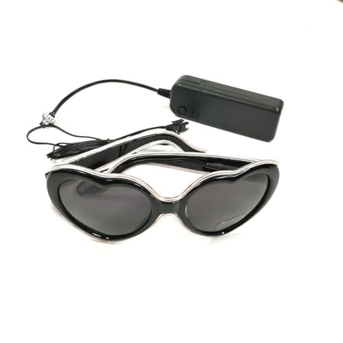 LEEMASING Herzförmige EL Leuchtbrille LED Leuchtende Brille für Geburtstag Hochzeit Neujahr Cosplay Weihnachten (Weiß) von LEEMASING