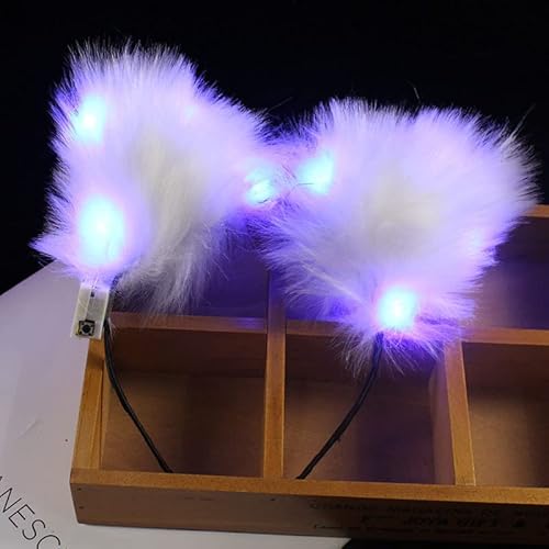 LEEMASING Leuchtende Stirnbänder, LED-Katzenohren, Stirnband, Kunstfell, Haarreif, niedliches farbiges Licht für Weihnachten, Party, Cosplay, Halloween, Geburtstag, Blau LEEMASING Leuchtende Stirnbänder, LED-Katzenohren, Stirnband, Kunstfell, Haarreif, niedliches farbiges Licht für Weihnachten, Party, Cosplay, Halloween, Geburtstag, Blau von LEEMASING