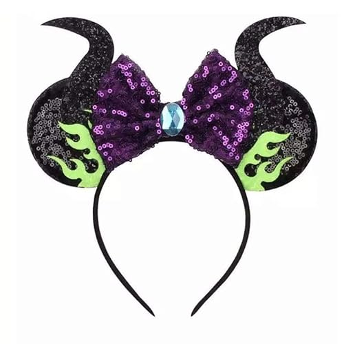 LEEMASING Maleficent Haarreif mit Maus-Ohren für Halloween, Cosplay, Party, Gastgeschenk (01) von LEEMASING