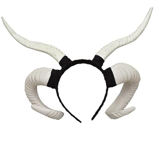 LEEMASING Schafhorn, Dekoration, Antilope, Kopfschmuck, Teufel, Kopfschmuck, Halloween, Ostern, für Weihnachten, Kostüm, Foto-Requisiten (Weiß 1) von LEEMASING