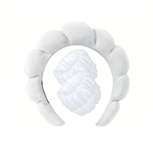 LEEMASING Spa-Stirnband, Handgelenk-Handtücher, Haarband/Armband-Set für Damen und Mädchen, Make-up, Dusche (Weiß 1) von LEEMASING