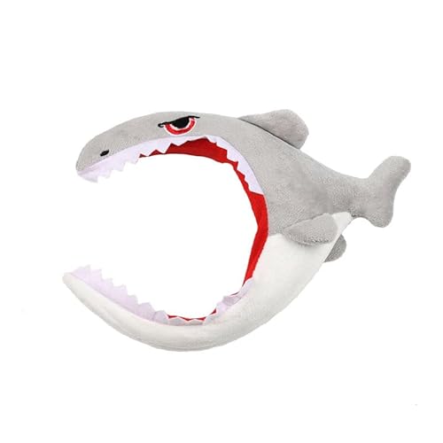 LEEMASING Tier-Zubehör, Party-Kopfbedeckung, Haarreif, Fisch, Hai, Dinosaurier, Karotte, Krabbe, Cartoon, Stirnband für Cosplay, Halloween-Kostüm (Grauer Hai) von LEEMASING