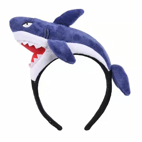 LEEMASING Tier-Zubehör, Party-Kopfbedeckung, Haarreif, Fisch, Hai, Dinosaurier, Karotte, Krabbe, Cartoon, Stirnband für Cosplay, Halloween-Kostüm (Hai) von LEEMASING