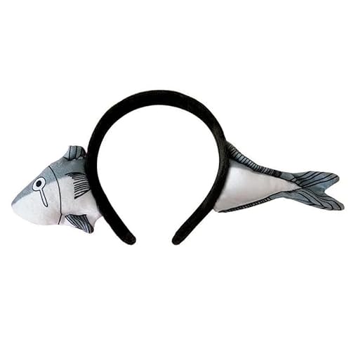 LEEMASING Tierzubehör Party Kopfbedeckung Haarreifen Fisch Hai Dinosaurier Karotte Krabbe Cartoon Stirnband für Cosplay Halloween Kostüm (gesalzene Fische) von LEEMASING