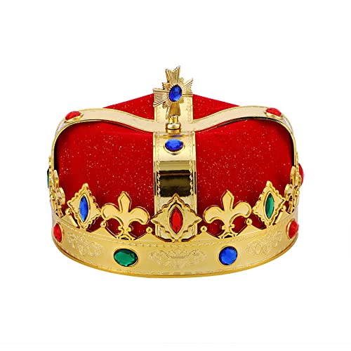 Royal Jeweled Königskrone, Unisex, Halloween-Kostüm, Abschlussball, Cosplay, Party-Dekoration, Rot von LEEMASING