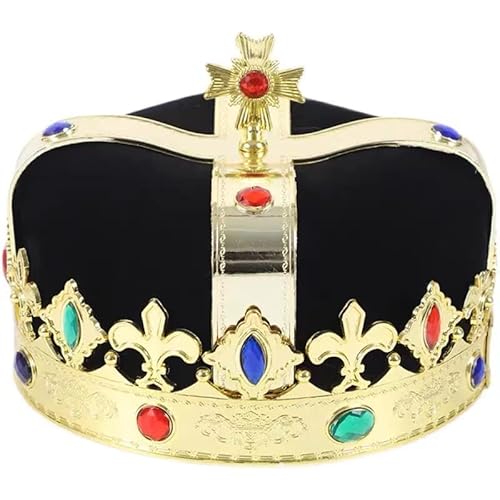 Royal Jeweled Königskrone, Unisex, Halloween-Kostüm, Abschlussball, Cosplay, Party-Dekoration, Schwarz von LEEMASING