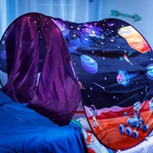 Schlafzelte Fantasy Fun Faltbar Play Pop up Outdoor Indoor Dream Twin Size für Jungen & Mädchen, Kinderzelte Spielhaus, Weihnachten Geburtstag Geschenke (Weltraum mit ferngesteuertem Licht) von LEEMASING