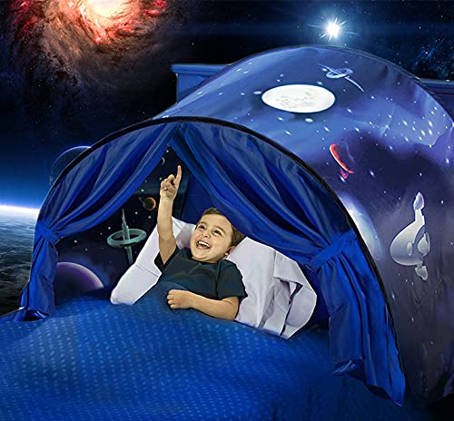 Schlafzelte Fantasy Fun Faltbar Play Pop up Outdoor Indoor Dream Twin Size für Jungen & Mädchen, Kinderzelte Spielhaus, Weihnachten Geburtstag Geschenke (Weltraum) von LEEMASING