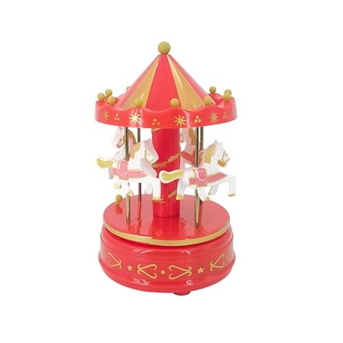 Spieluhr-Karussell-Geschenk, Weihnachten, Hochzeit, Geburtstag, Dekoration, Kuchenaufsatz für Mädchen, Mutter, Tochter, Valentinstag, Erntedankfest, Geschenk, Ornament (rot) von LEEMASING