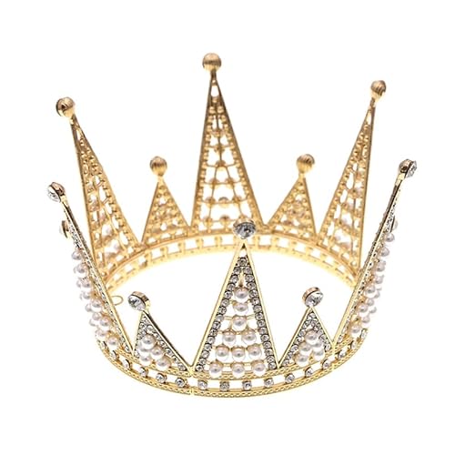 Tiara-Krone, Kuchendekoration, Prinzessin, Geburtstag, Hochzeit, Party, Kuchendekoration, Requisit für Neugeborene, Foto-Requisite, Thema, Geburtstag, Hochzeit, Weihnachten, Party, Dekorationen, Gold von LEEMASING