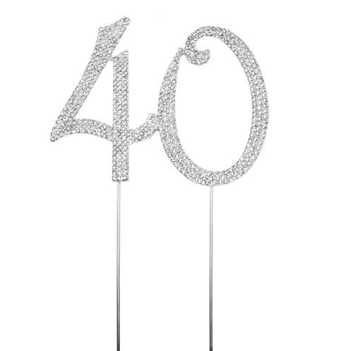 Zahl 40 Strass Geburtstag Kuchen Topper Zahl Dekoration für Geburtstag Party Supplies Silber Zahl 40 Strass Geburtstag Kuchen Topper Zahl Dekoration für Geburtstag Party Supplies Silber von LEEMASING