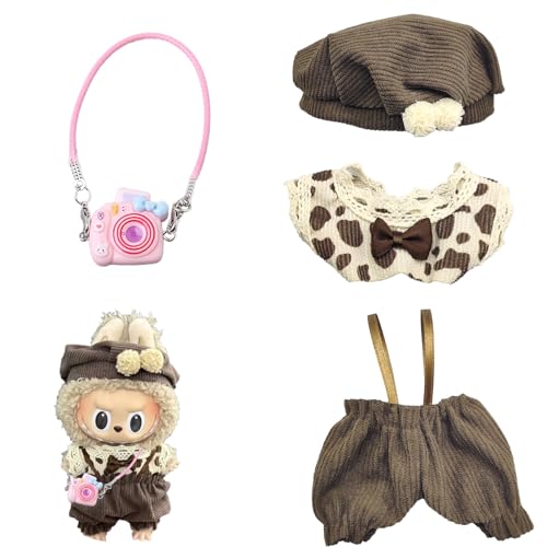LEERMEIZI Kleidung für Labub Puppe, Labubu Puppenzubehör, Labubu Plüsch Puppenkleidung, niedliche Labubu-Spielzeugkleidung, Labubu Kleidung für 17 cm große Labubu Puppe (D-Plüschpuppe nicht enthalten) von LEERMEIZI