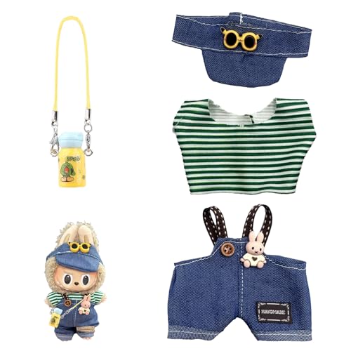 LEERMEIZI Kleidung für Labub Puppe, Labubu Puppenzubehör, Labubu Plüsch Puppenkleidung, niedliche Labubu-Spielzeugkleidung, Labubu Kleidung für 17 cm große Labubu Puppe (E-Plüschpuppe nicht enthalten) von LEERMEIZI