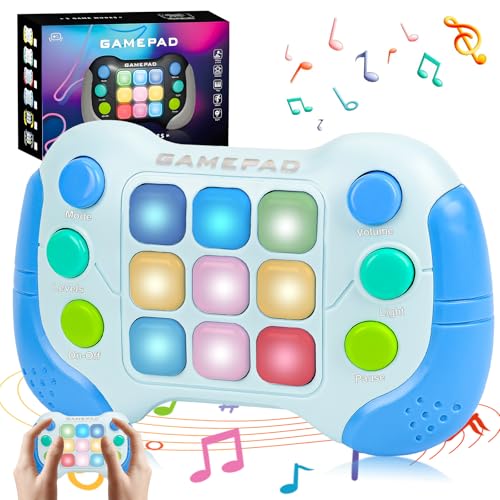 LEEWENYAN Handheld-Spielekonsole, Quick Push Spiel Fidget Toys für Kinder Erwachsene, Pop Game Elektronisches Spiel Antistress Spielzeug Geschenke für Kids (Blau) von LEEWENYAN