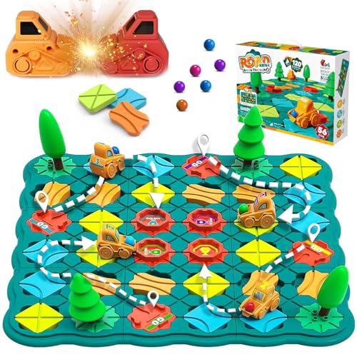 Logischer Straßenbauer für Kinder, Logik Puzzle Labyrinth Brettspiele mit Auto Zurückziehen und Murmeln, Gehirn Spiele Kinderspielzeug Geschenk für 4 5 6 7 8 Jahre alte Jungen Mädchen von LEEWENYAN