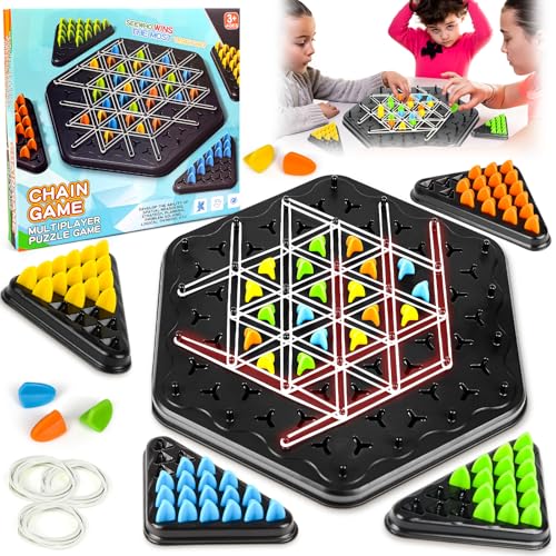 Triggle-Spiel - Interaktives Dreiecksschachbrett-Strategie-Brettspiel Mit Gummibändern - Desktop Chain Triangle Game für Kinder, Erwachsene, Familienfeier von LEEWENYAN
