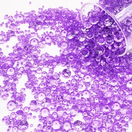 4000 Stück Streudeko Diamanten,Diamanten Deko,Acryl Kristalle Diamantene Streudeko Hochzeit,Acryl Diamant Tischdeko Strass für Vasenfüller Hochzeit Geburtstag 3mm,6mm,10mm (Lila) von LEEWYOU