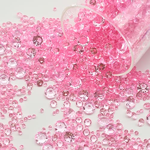 LEEWYOU 4000 Stück Streudeko Diamanten,Diamanten Deko,Acryl Kristalle Diamantene Streudeko Hochzeit,Acryl Diamant Tischdeko Strass für Vasenfüller Hochzeit Geburtstag 3mm,6mm,10mm Rosa von LEEWYOU