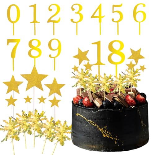 Number Cake Topper,0-9 Geburtstagstorte Topper,0 1 2 3 4 0 6 7 8 9 Kuchen Topper Dekoration,kuchen deko mädchen,torten deko für jungs,cake topper happy birthday,tortendeko Schwarz von LEEWYOU
