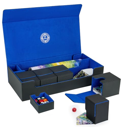 6-in-1-Kartendeck-Box-Set, XL-Premium-Kartenspiel-Deck-Aufbewahrungsbox mit 5 kleinen Kartendeckhüllen, kompatibel mit MTG/TCG/Yugioh/Magic/Commander, Schwarz und Blau 6-in-1-Kartendeck-Box-Set, XL-Premium-Kartenspiel-Deck-Aufbewahrungsbox mit 5 kleinen Kartendeckhüllen, kompatibel mit MTG/TCG/Yugioh/Magic/Commander, Schwarz und Blau von LEFOR·Z